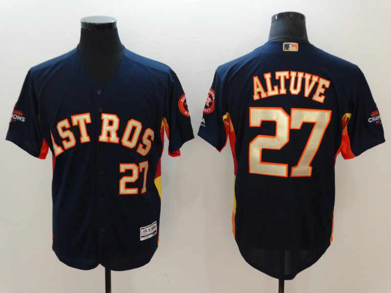 Men Houston Astros #27 Altuve Blue Elite Champion Edition MLB Jerseys